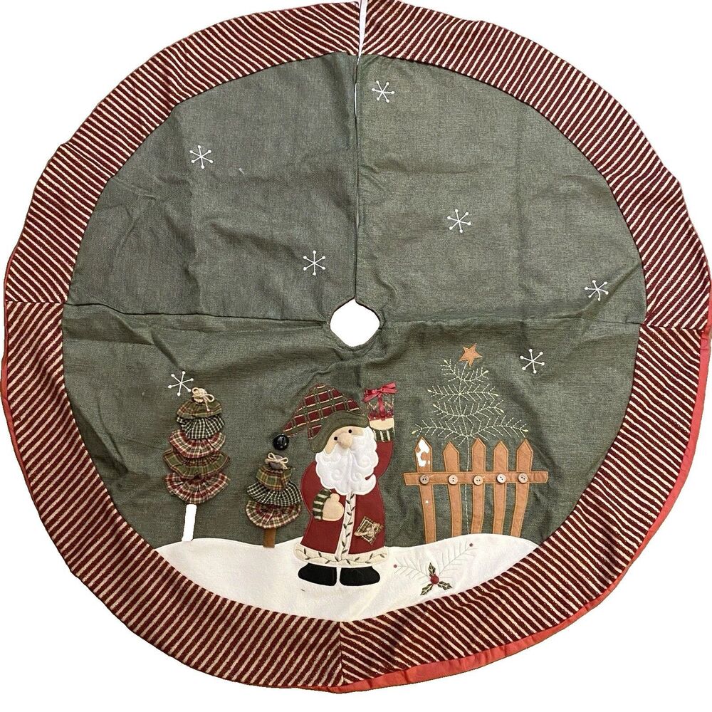 Winter Lane 3d Old Saint Nick Burlap Tree Skirt 46”
